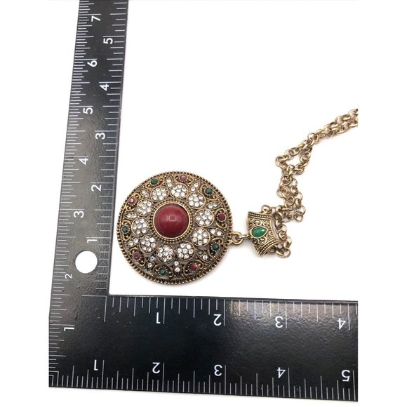 Betsey Johnson Retired Mughal Style Statement Pendant Necklace 24" - Picture 6 of 8